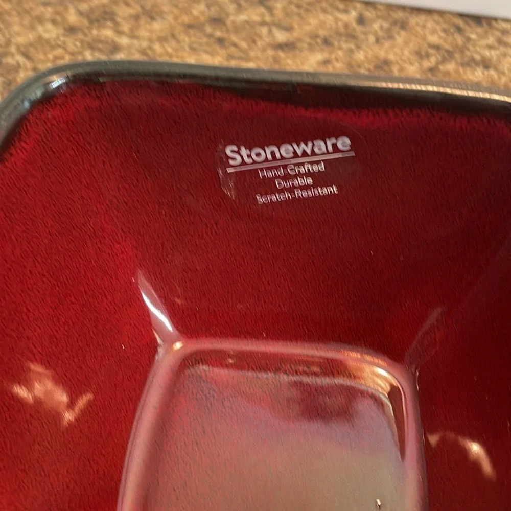 Stoneware Hand-Crafted Durable Scratch-Resistant‎ Square Bowls - Set of 2